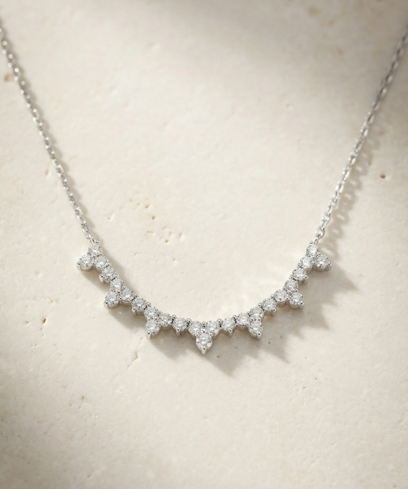 Alternative view of Necklace in K18 White Gold with Diamonds