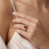 Emerald-Cut Ruby Ring in K18 White Gold - Image 2