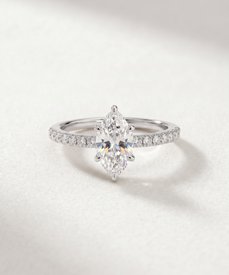 Alternative view of Marquise-Cut Diamond Ring in K18 White Gold