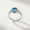 Oval-Cut Blue Topaz & Diamond Ring in K18 White Gold - Image 2