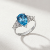 Pear-Cut Blue Topaz & Diamond Ring in K18 White Gold