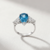 Pear-Cut Blue Topaz & Diamond Ring in K18 White Gold - Image 2