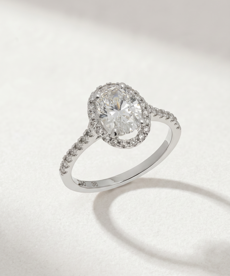 1.08ct Oval-Cut Lab Diamond Halo Ring in K18 White Gold
