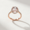 Oval Morganite Halo Ring with Diamonds in K18 Rose Gold - Image 2