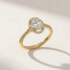 1.05ct Oval-Cut Diamond Halo Ring in K18 Yellow Gold