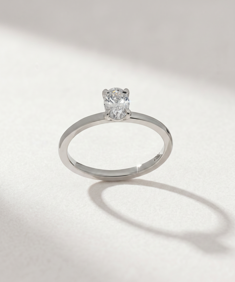 Alternative view of Oval-Cut Diamond Ring in K18 White Gold