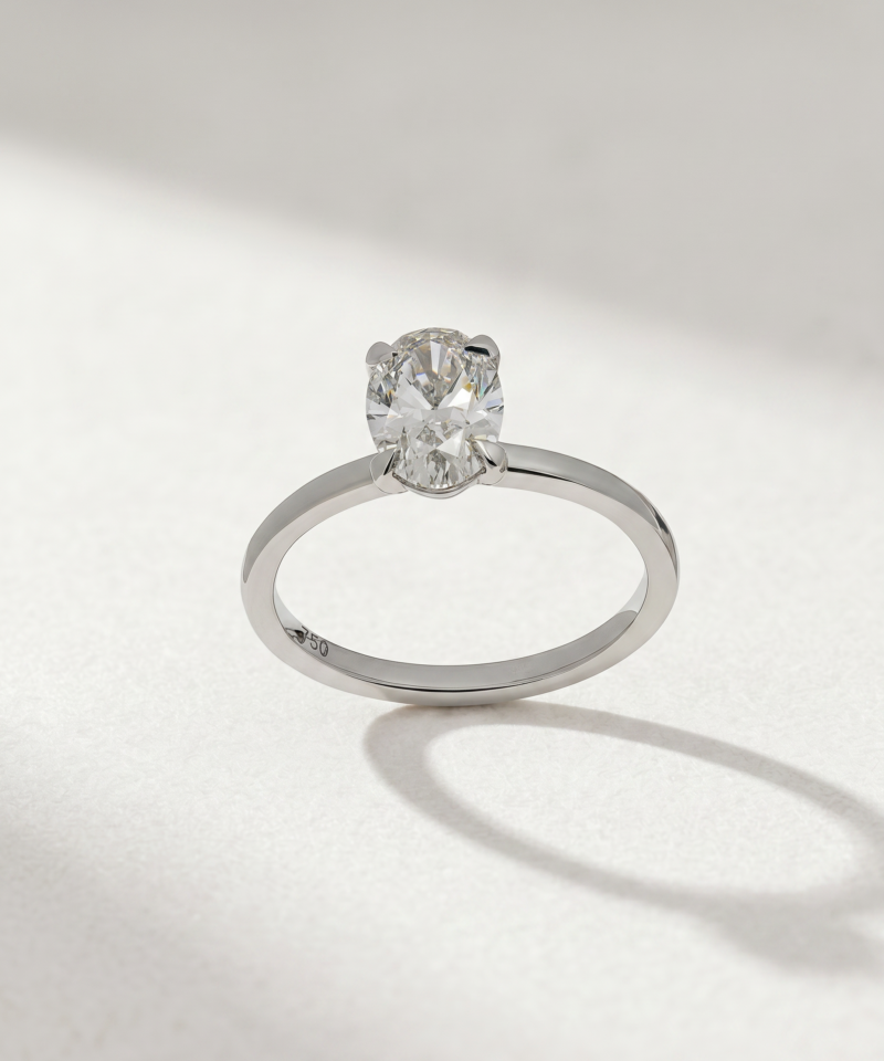Oval-Cut Diamond Ring 1.52ct in K18 White Gold