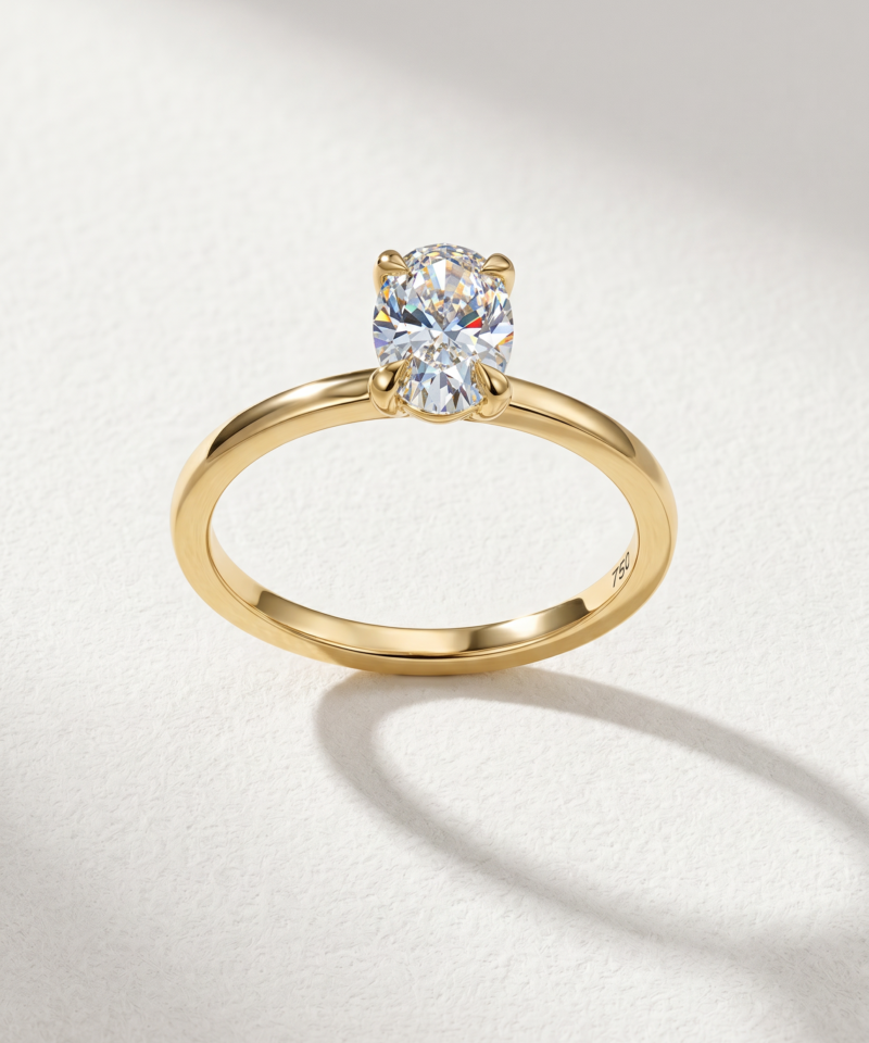 Alternative view of Oval-Cut Diamond Ring in K18 Yellow Gold