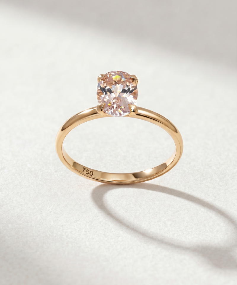 Alternative view of Oval-Cut Morganite Ring in K18 Rose Gold