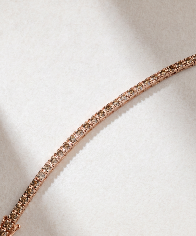 Brown Diamond Tennis Bracelet in K18 Rose Gold