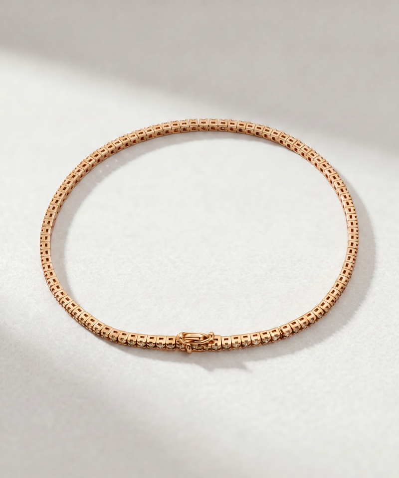Alternative view of Brown Diamond Tennis Bracelet in K18 Rose Gold
