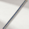 Princess-Cut Sapphire & Diamond Line Bracelet in K18 White Gold