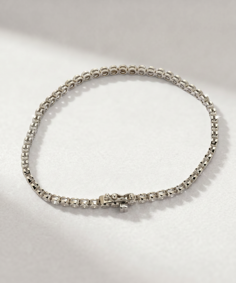 Alternative view of Bezel-Set Diamond Tennis Bracelet in K18 White Gold