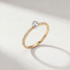 Bezel-Set Diamond Pavé Ring in K18 Yellow Gold