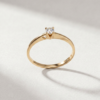 Round-Cut Diamond Solitaire Ring with Heart Detail in K18 Yellow Gold - Image 2