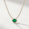 Oval-Cut Emerald & Diamond Necklace in K18 Yellow Gold