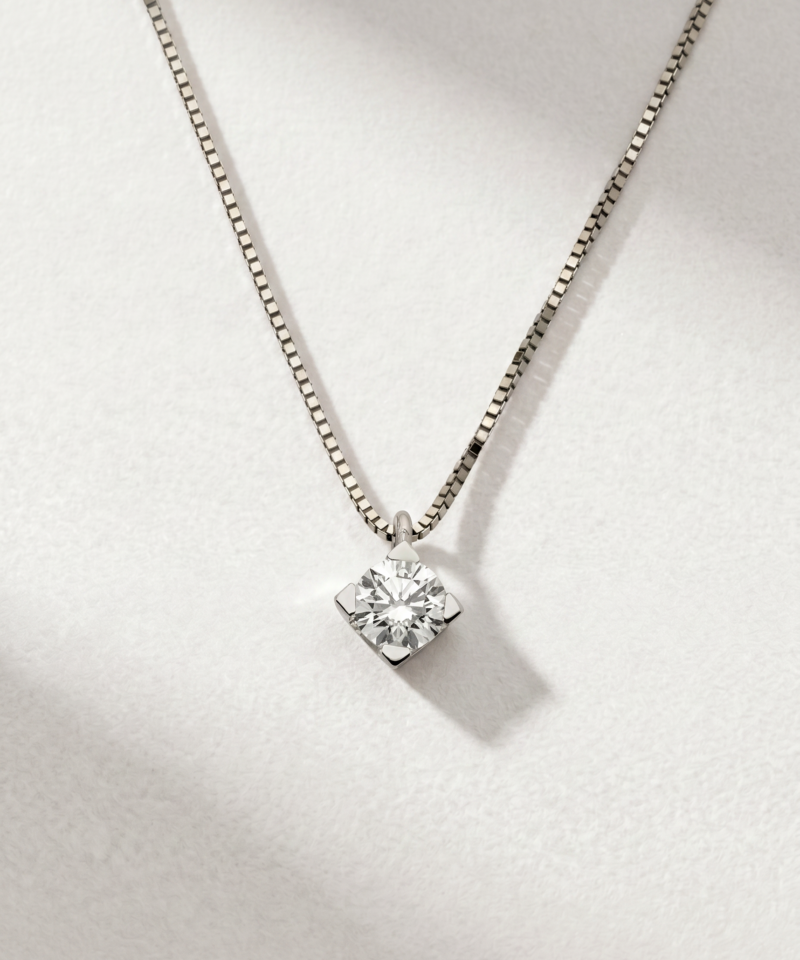 0.22ct Round-Cut Diamond Solitaire Necklace in K18 White Gold