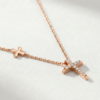 Diamond Cross Necklace in K18 Rose Gold - Image 3