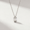 Baguette & Round Diamond Necklace in K18 White Gold
