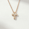 Diamond Cross Necklace in K18 Rose Gold