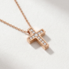Diamond Cross Necklace in K18 Rose Gold - Image 2