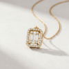 Baguette Diamond Halo Necklace in K18 Yellow Gold - Image 2