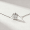Princess-Cut Diamond Square Necklace in K18 White Gold