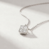 Princess-Cut Diamond Square Necklace in K18 White Gold - Image 2
