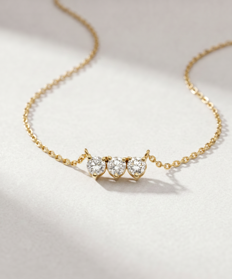 Diamond Trio Necklace in K18 Yellow Gold
