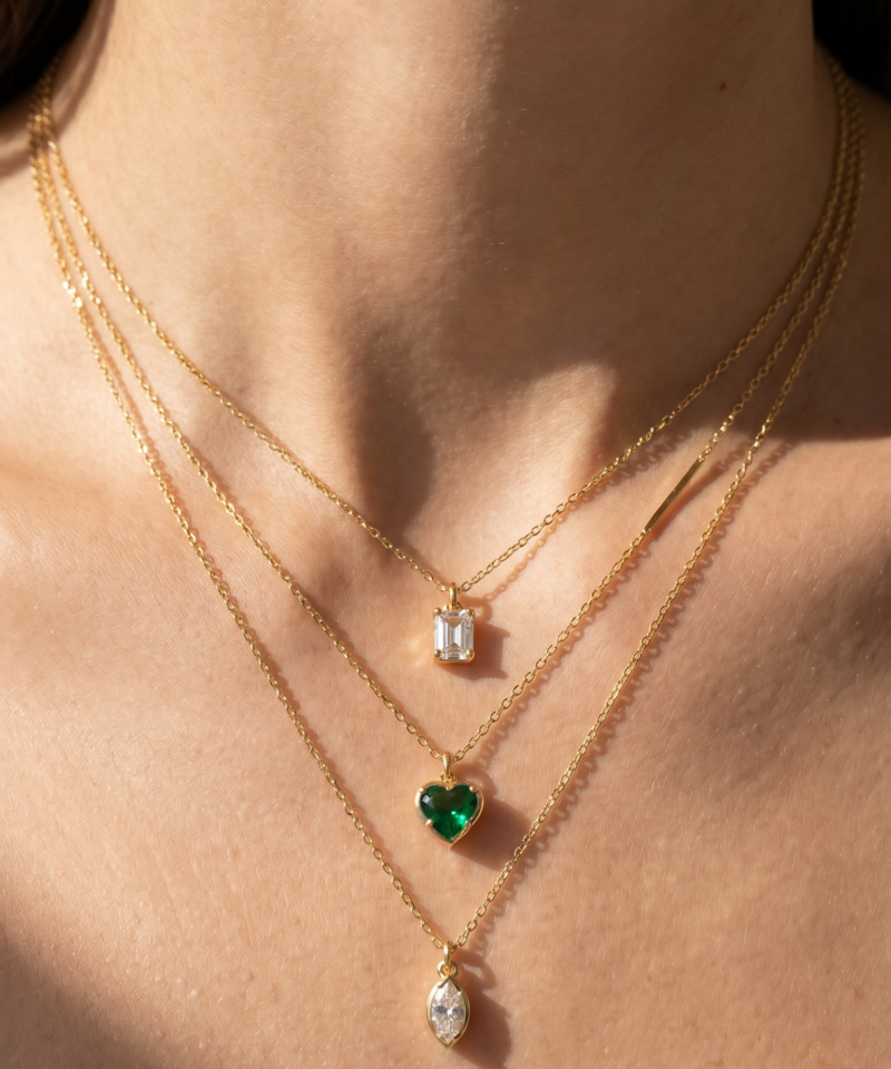 Alternative view of Marquise-Cut Diamond Solitaire Necklace in K18 Yellow Gold