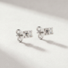 Round-Cut Diamond Square Stud Earrings in K18 White Gold - Image 2