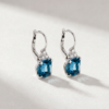 Cushion-Cut London Blue Topaz & Diamond Drop Earrings in K18 White Gold - Image 2
