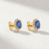 Oval-Cut Sapphire & Diamond Cluster Earrings in K18 Yellow Gold - Image 2