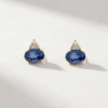 Oval-Cut Sapphire & Diamond Stud Earrings in K18 Yellow Gold