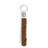 Montblanc loop key holder in braided caramel suede with detachable metal ring