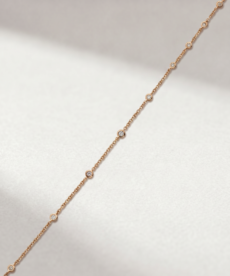 Bezel-Set Diamond Chain Bracelet in K18 Rose Gold