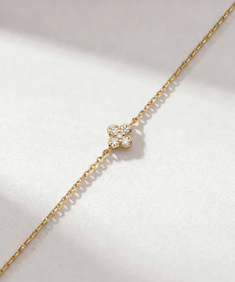 Diamond Floral Bracelet in K14 Yellow Gold