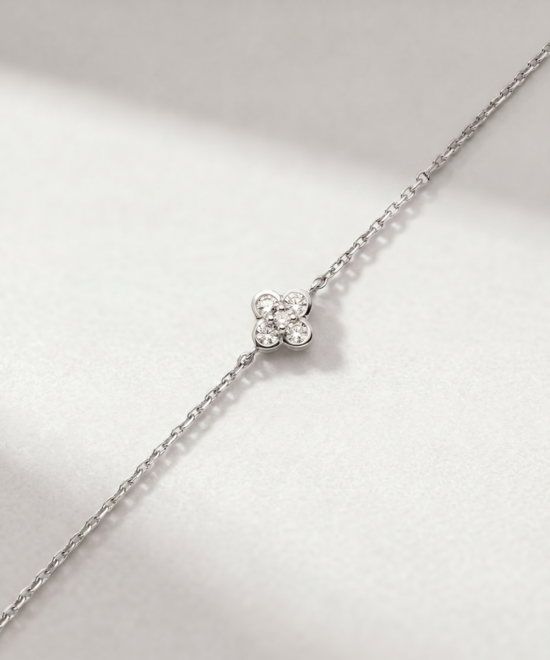Diamond Floral Bracelet in K14 White Gold