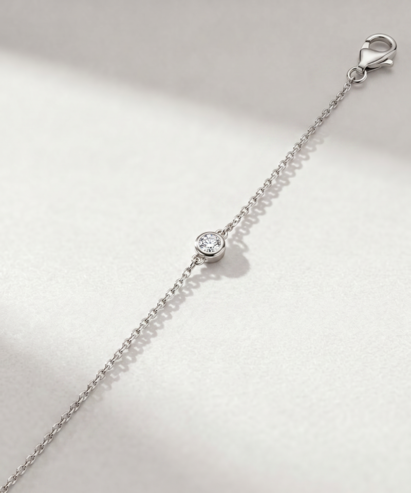 Bezel-Set Diamond Bracelet in K14 White Gold