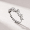 Opposite angled view of the mixed-cut diamond ring in K18 white gold