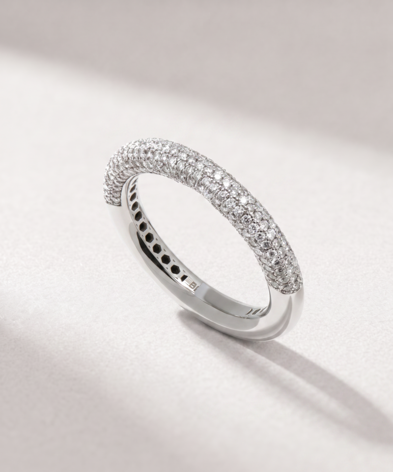 Multi-Row Pavé Diamond Ring in K14 White Gold