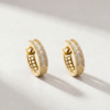 Princess and round diamond hoop earrings in K18 yellow gold