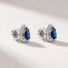 Pear-Cut Sapphire & Diamond Halo Earrings in K18 White Gold - Image 2