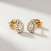 Pear-cut diamond halo stud earrings in K18 yellow gold