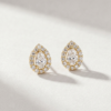 Pear-cut diamond halo stud earrings in K18 yellow gold