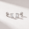 Emerald-cut diamond stud earrings in white gold