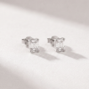 Baguette-cut diamond stud earrings in K14 white gold