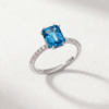 Blue topaz and diamond ring in K18 white gold
