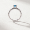 Emerald-Cut Blue Topaz Ring with Diamond Shoulders in K18 White Gold